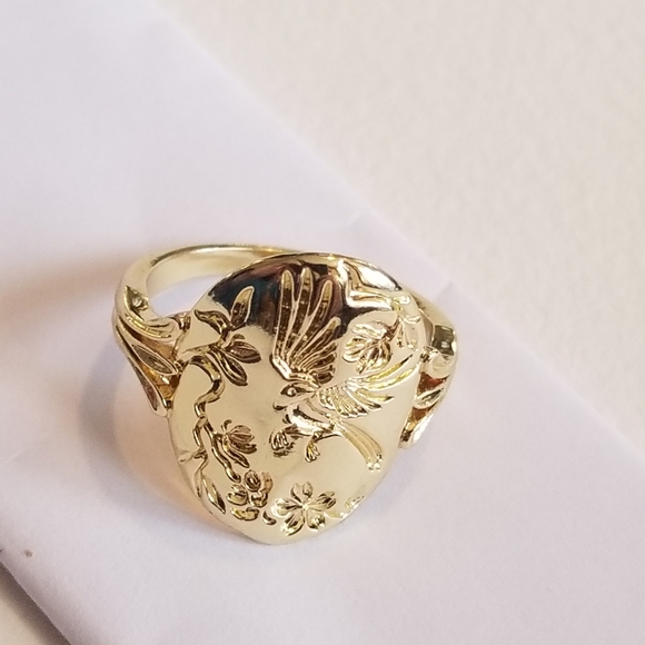 Bundled - Bird ring size 7.75 gold tone metal  7 3/4 Victorian revival style - Picture 2 of 9